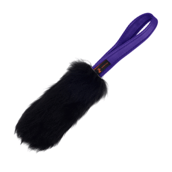 Hallon- Tug-E-Nuff Sheepskin Tug Purple, Black Fur